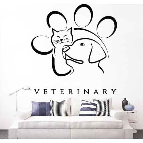 Veterinary Medicine Animal Pet Wall Decal Vinyl Stickers Mural Dog Cat Pattern Window Decals Poster Removable Wallpaper D375