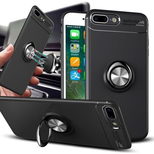 360 Full Phone Protective Case For iPhone 8 Plus Cover Bumper On The For Apple iPhone 7 8 Plus Case Soft TPU Shell With Ring bag