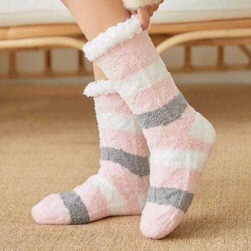 New Womens Autumn Winter Plus Velvet Tube Floor Socks Home Confinement Sleep Christmas Socks Snow Slippers Carpet Socks