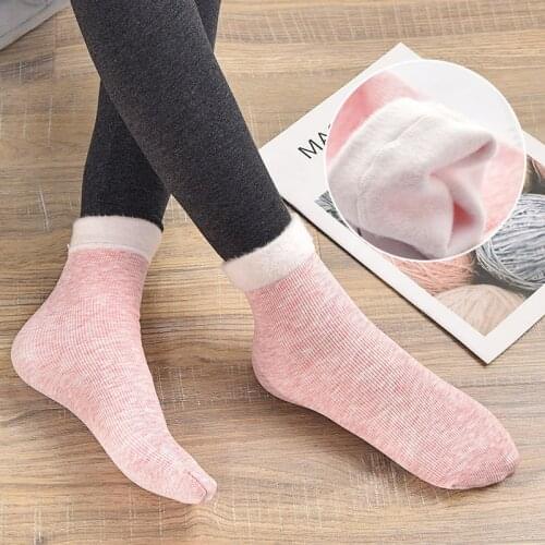 2021 Breathable Soft Floor Sleeping Sox Winter Warm Cotton Socks For Women Plus Velvet Thickening Snow Socks Female Casual Socks