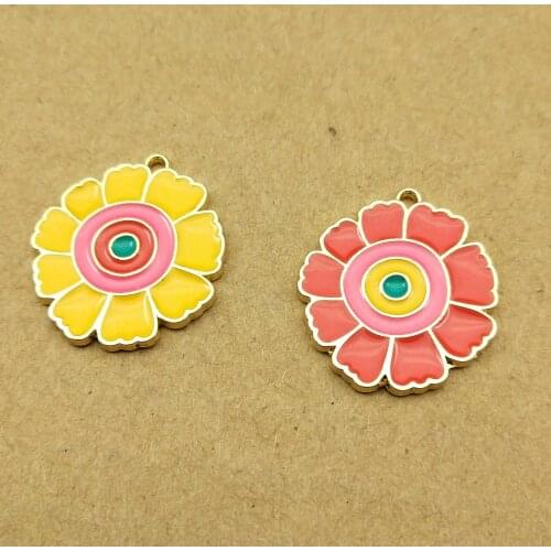 10pcs 21x23mm enamel flower charm for jewelry making and crafting fashion pendant earring charm bracelet charm