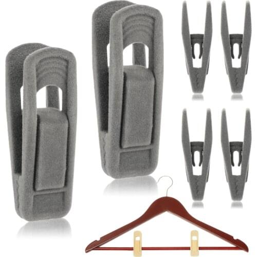 10pcs/set Non Slip Hanger Coat Artifical Velvet Flocked Useful Clothes Clip Drying Racks Durable Eco-friendly Windproof Trouser