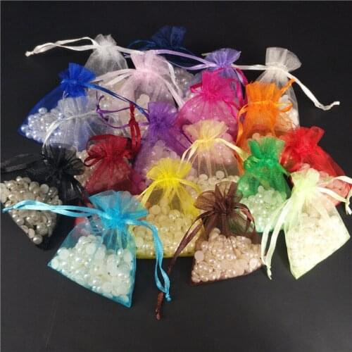 25/50pcs/bag 7x9 9x12 10x15cm Organza Bags Jewelery small Pouches Wedding Party Decoration Drawable Bags Gift Packaging 5z