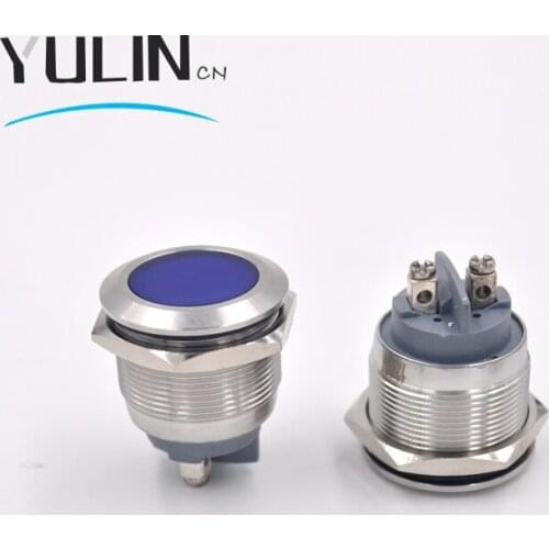 25mm Metal LED Pilot Panel Dash Signal Indicator Warning light with Screw Terminal Brass Chrome Finish Car Boat Marine