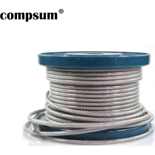 304 Stainless Steel Steel PVC Coated Flexible Wire Rope soft Cable Transparent Clothesline