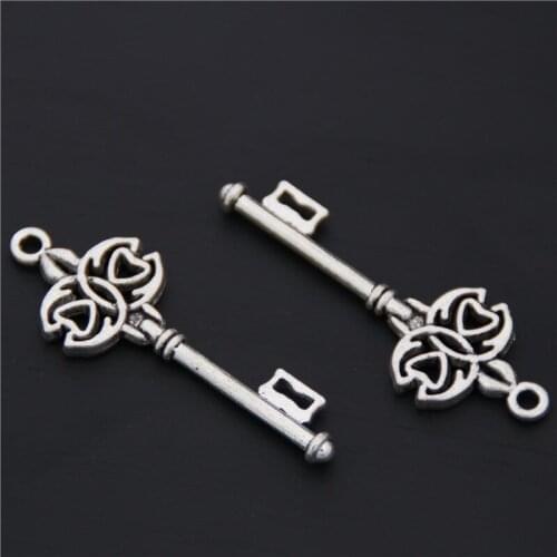 5pcs Silver Color Key Shape Pendant Charms For Jewelry Making DIY Handmade Decoration Key Charms A2576