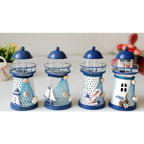60 pcs Fashion Hot Mediterranean-style lighthouse wrought iron Candlestick Candle holder Home decoration lin5148