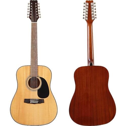 Sunburst color and Green Full size design Acoustic guitar 41 Inch Spruce wood top High gloss finish 12 string Folk guitar