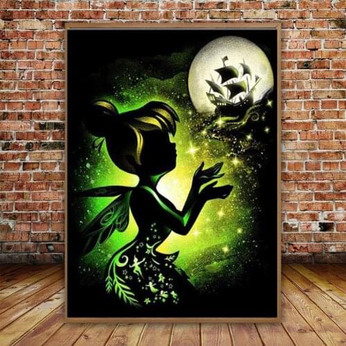 Full Drill 5D Diy Round Diamond Paintings Flower Fairy Dream Moon Boat Diamond Embroidery Cross Stitch Home Decoration Kids Gift