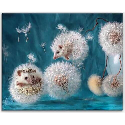 Diamond Embroidery Dandelion Diamond Painting Animal Hedgehog Full Round Square 5D Diy Cross-Stitch Rhinestone Diamond Mosaic