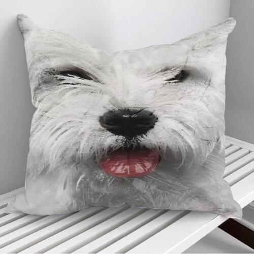 Animals White dog Throw Pillows Cushion Cover On Sofa Home Decor 45*45cm 40*40cm Gift Pillowcase Cojines Dropshipping