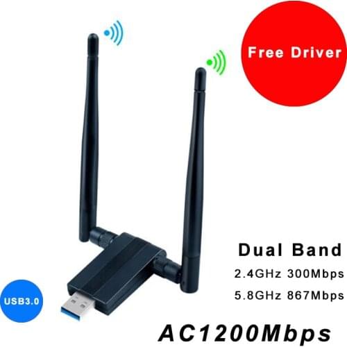 Wireless Wifi Adapter AC1200Mbps USB WiFi Antenna Adapter Free Driver USB3.0 Dual Band Network Card Wifi Receiver Transmitter