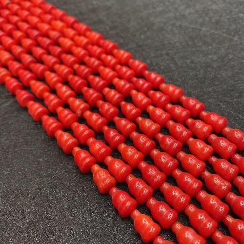 Natural Stone Artificial Red Coral Beaded Gourd-shaped Loose Spacer Beads for DIY Bracelet Necklace Jewelry Making Accessories