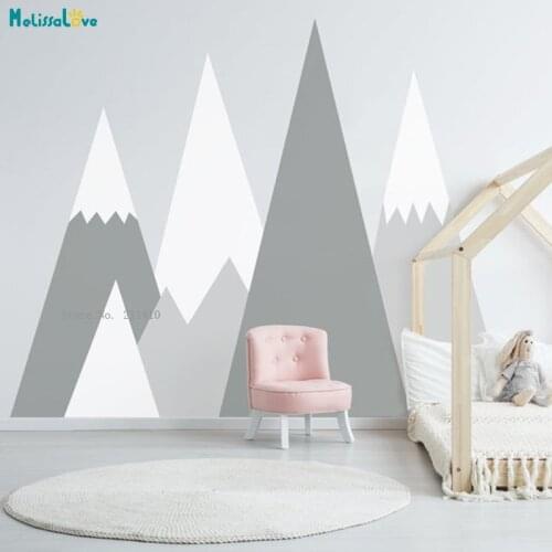 Crib Mountains Wall Decal Baby Room Decor Nursery Boy Girl Pattern for Kids Toddlers Self Adhesive Décor Unique Gift YT3485A