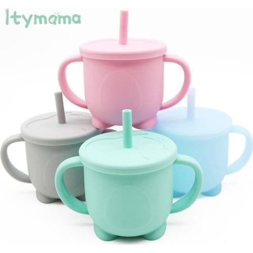 Baby Silicone Feeding Cup Baby Training Cups Drinking Bottles For Children Kids Sippy A Cup With A Straw Mug With Handle Drinker