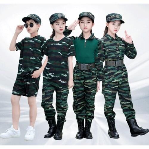 Children Camouflage Suit Primary and Secondary School Students Summer Camp Training Clothing Tiger Print Tactical Frog Suit