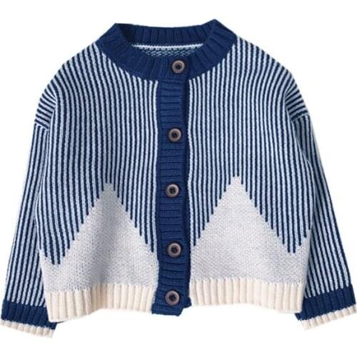 Cardigan Tops Outfit Colorful Tees New Arrival 2021 autumn spring Children Baby Kids Girl Boy Knitted Sweater