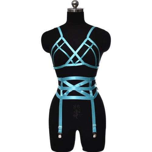 Fetish Bondage Leg Garters Women Harness Bra Gothic Sexy Body Cage Set Harajuku Punk Body Harness Lingerie Elastic Strap Belt
