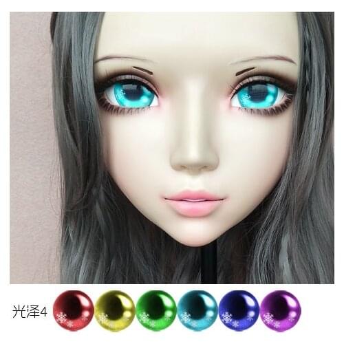 GL064) Sweet Girl Resin Half Head BJD Kigurumi Mask With Eyes Cosplay Anime Role Lolita Mask Crossdress Doll
