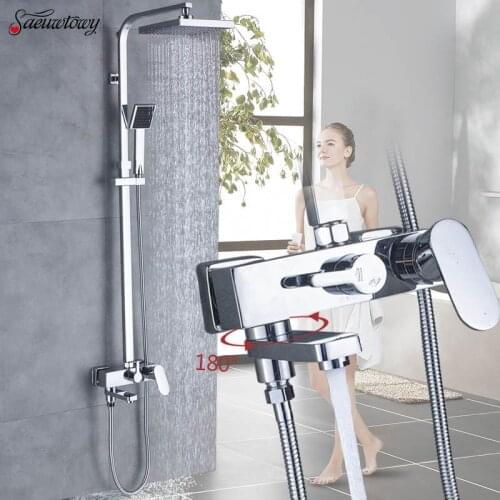 Chrome Shower Faucets System 8'' rainfall shower set mixer tap Wall Torneira Tap Shower Head Bathroom Mixer Shower Bathtub Taps