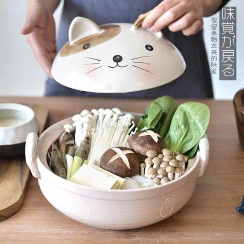 Single Casserole Stew Pot Domestic Gas Cartoon Ceramic Open Fire High Temperature Resistant Clay Kitchen Pots