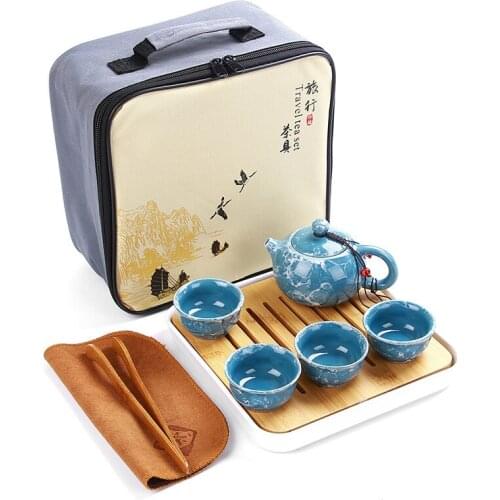 Chinese High Quality Kung Fu Tea Set Ceramic Portable Teapot Set Outdoor Travel Gaiwan Tea Cups of Tea Ceremony Teacup