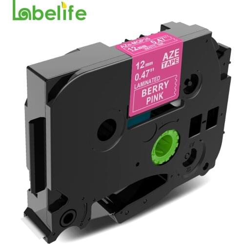 1PC TZe-MQP35 Compatible Label Tape Replacement for Brother P-Touch 12mm 0.47 Inch Colored Laminated TZMQP35 White on Berry Pink