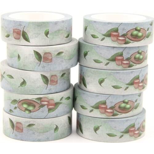10PCS/lot 15MM*10M The FIFTH Solar Term Green Leaves washi tape Masking Tapes Decorative Stickers DIY Stationery School Supply
