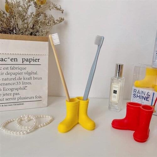 Cartoon Cute Silicone Rain Shoes Toothbrush Holder Creative Multi-functional Galoshes Modeling Shelf Yellow