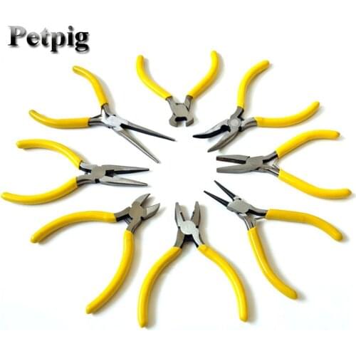 Petpig 5 Inch Mini Wire Cutter Pliers Manual Diagonal Pliers Household Small Curved Nose Flat Pliers Carbon Steel Tool Wood
