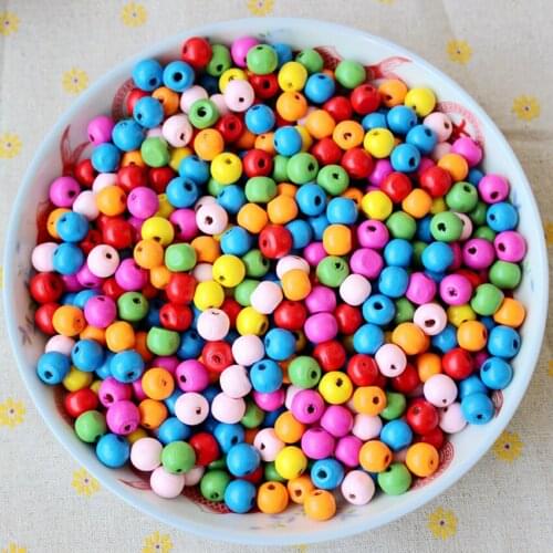 Fashion 300pcs/Lot 8mm Multi Color Natural Wooden Beads European Straight Hole Round Bead For Kids DIY Jewelry Making Decoration