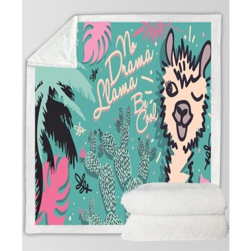 3D Soft Sherpa Blanket Cute alpaca For Kid Cartoon Blanket Throw Blanket Bedding Thick Warm On The Bed Sofa