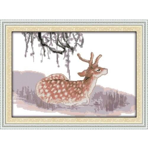 Deer cross stitch kit 14ct 11ct pre stamped canvas cross stitching animal embroidery DIY handmade needlework