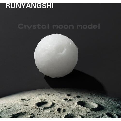 Natural Crystal Stone white marble Lunar model White Jade Crystal Ball Moon decoration For Childrens gift collection