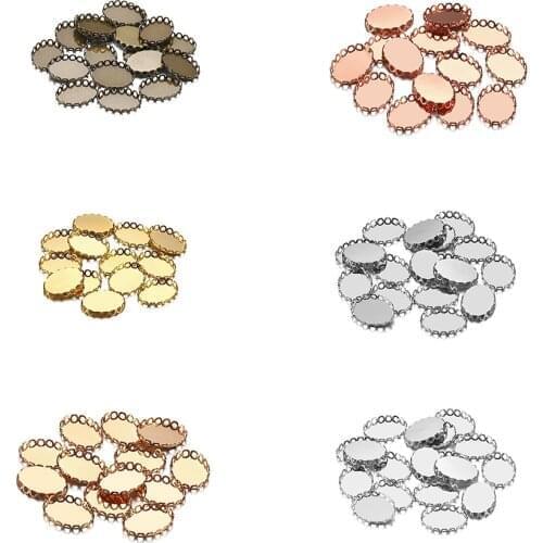 20Pcs/Lot Memory Oval Cabochon Base Setting Metal Blank Brooch Tray Double Lace Base for DIY Jewelry Making Supplie Accessorie