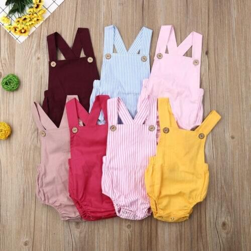 0-3Y Newborn Kids Bodysuit Baby Boy Girl Clothes Jumpsuit Sunsuit Outfits Soild Childrens Clothes Baby Summer Clothing