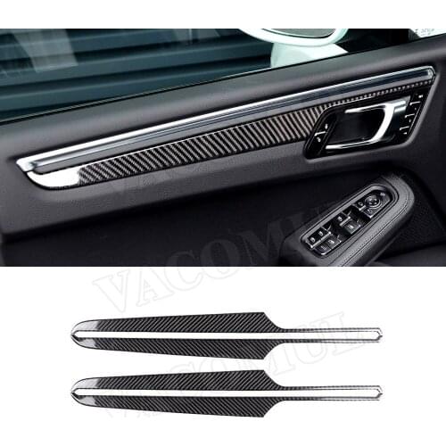 Carbon Fiber Car Interior Door Panel Trim Strips Cover Stickers for Porsche Macan 2015-2018 Car Accessories