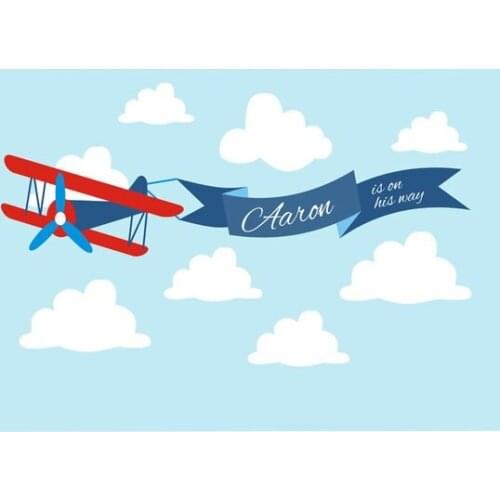 Custom Red biplane Airplane Clouds background High quality Computer print children kids backdrops