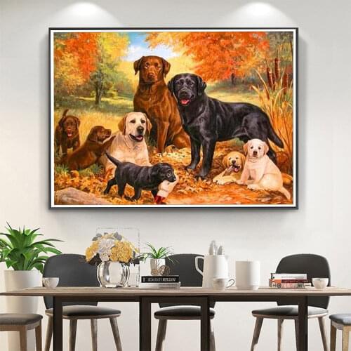 Animal Dog Labrador DIY 11CT Embroidery Cross Stitch Kits Needlework Craft Set Cotton Thread Printed Canvas Home Design
