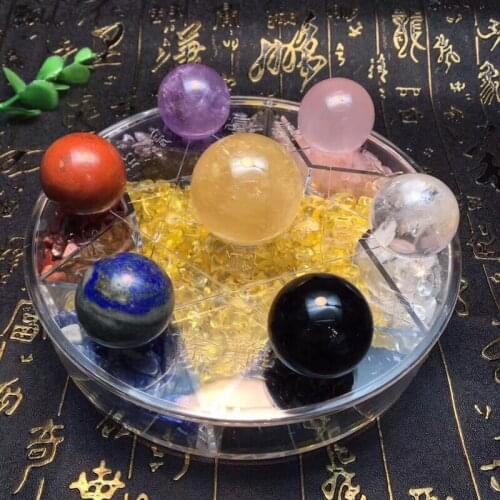 Seven star array natural stones and minerals amethyst rose quartz lapis lazuli reiki healing crystals meditation ball home decor