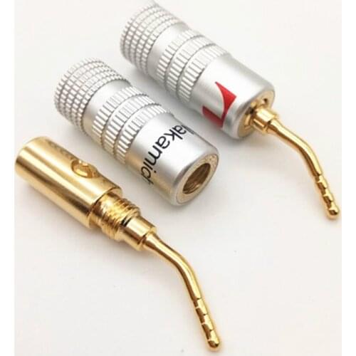 Middle Fine Copper Gold Plated 2mm Pincushion Amplifier Stereo Speaker Banana Plug Horn Line Banana Welding-Free Connector
