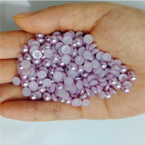 Light Amethyst Half Round Pearl Rhinestone Crystal Non Hotfix Flat Back Rhinestones Trim Accessories for Nail Art Rhinestones