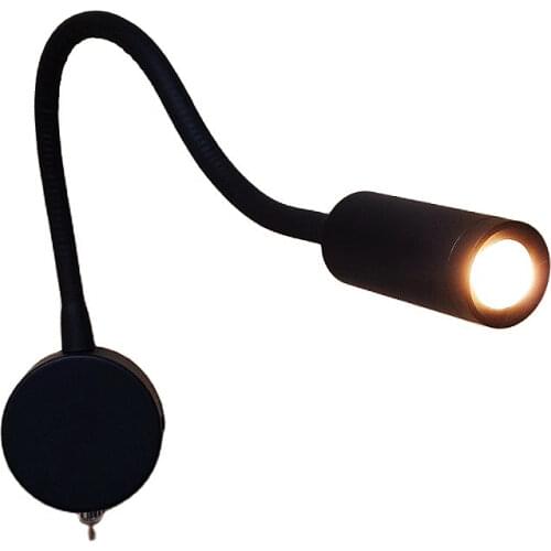 Tokili Bedside Reading Lamp On/Off Switch LED 3W Beam 30 Degrees AC100-240V DC12V/24V Flexible Gooseneck Light for House RV Boat