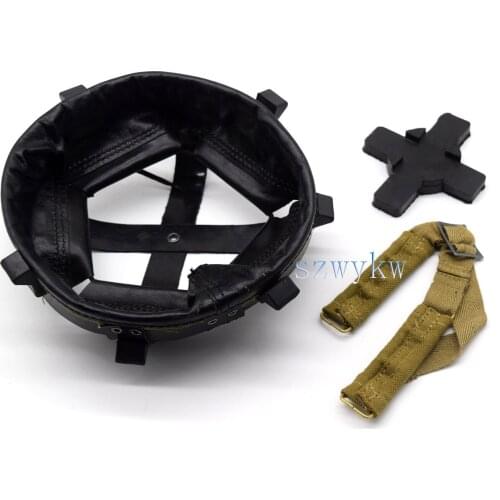 WW2 MK2 Liner W Leather Chinstrap Shell Cross Rubber W Chain Strap war military reenactments