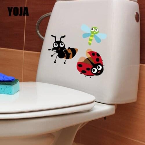 YOJA 23.1X21.5CM Cute Cartoon Toilet Decal Wall Sticker Animal Insect Bee Bedroom Home Decor T5-1375