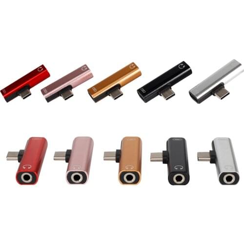 For 2 in 1 3.5mm jack earphone charging converter USB Type-C audio adapter for Xiaomi 6 Huawei P10 Mate 20 Type C mobile phone