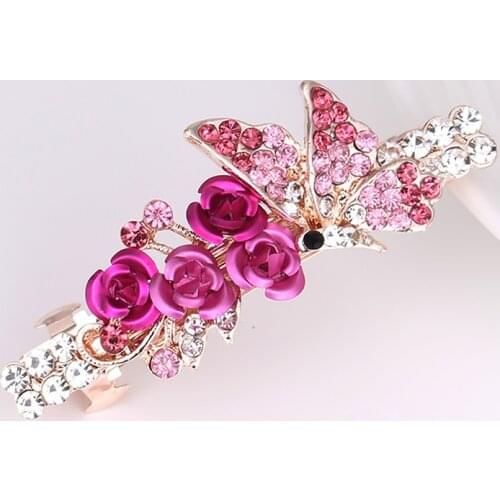 Korean Crystal Hair Pins Alloy Flowers Wedding Bride Hair Clips Tiara Hairwear Women Crystal Barrette Hair Jewelry Accessories