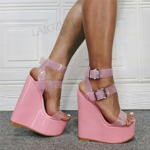 SEIIHEM Women Sandals Platform Wedges Buckle Strap Open Toe Pumps Party Prom Spring Summer Shoes Woman Plus Size 39 42 50 52