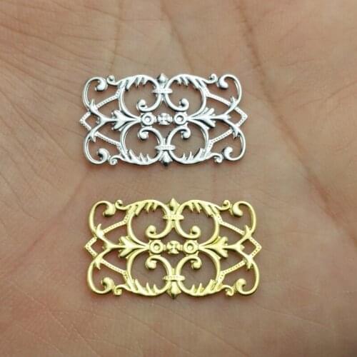 10 pieces / lot 15x25mm copper filigree flower Jewelry DIY Components Findings Headgear accessories