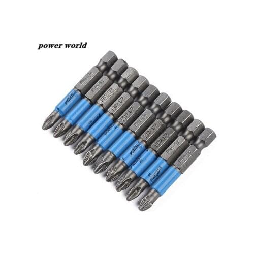 10pcs/lot 6.35MM*50MM PH2 S2 Magnetic Screwdriver Bit Set 1/4" Hex Shank Anti Slip Phillips Electric Power Tool